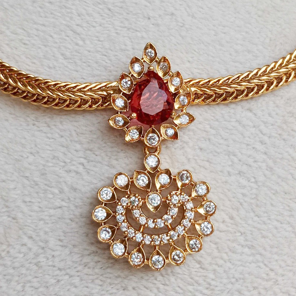 Handicraft Brass Metal Jewellery Crystal Pendant Set